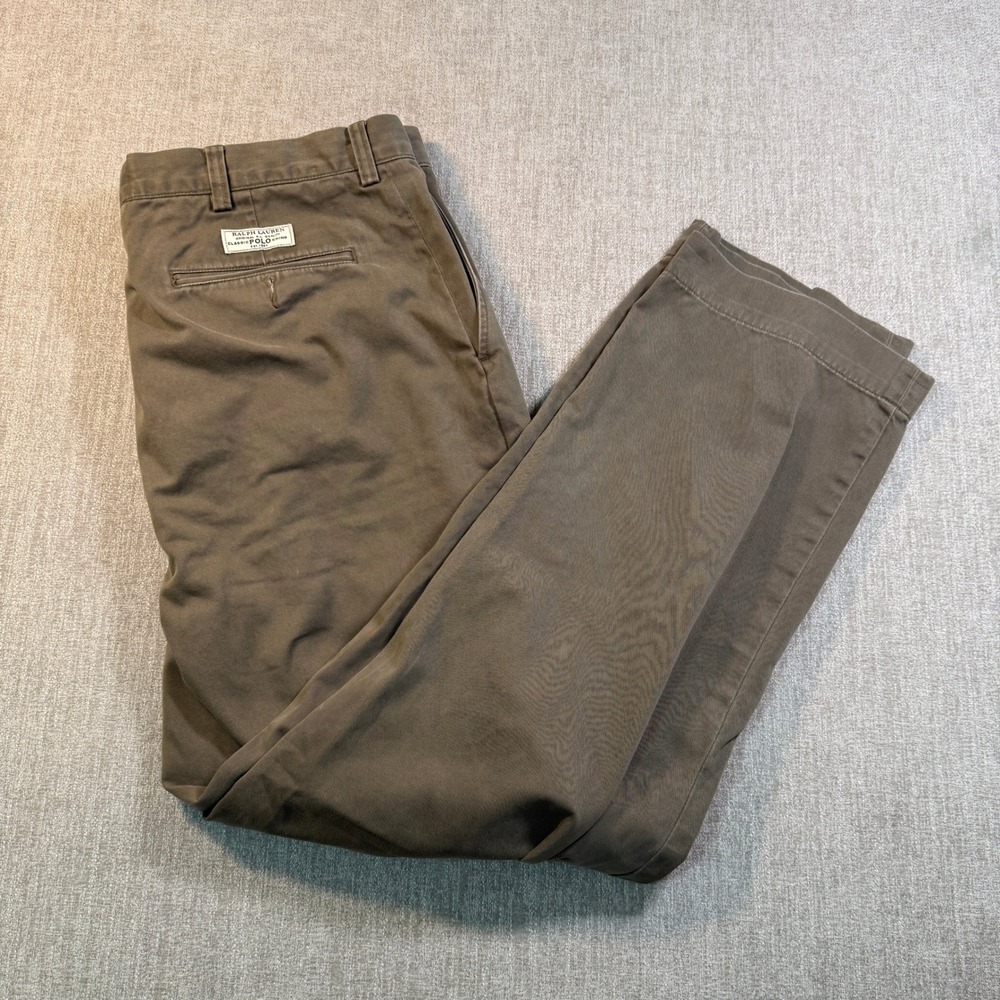 Polo Ralph Lauren Prospect Pant Mens 38x30 Brown Khaki Cotton Chino Straight Leg